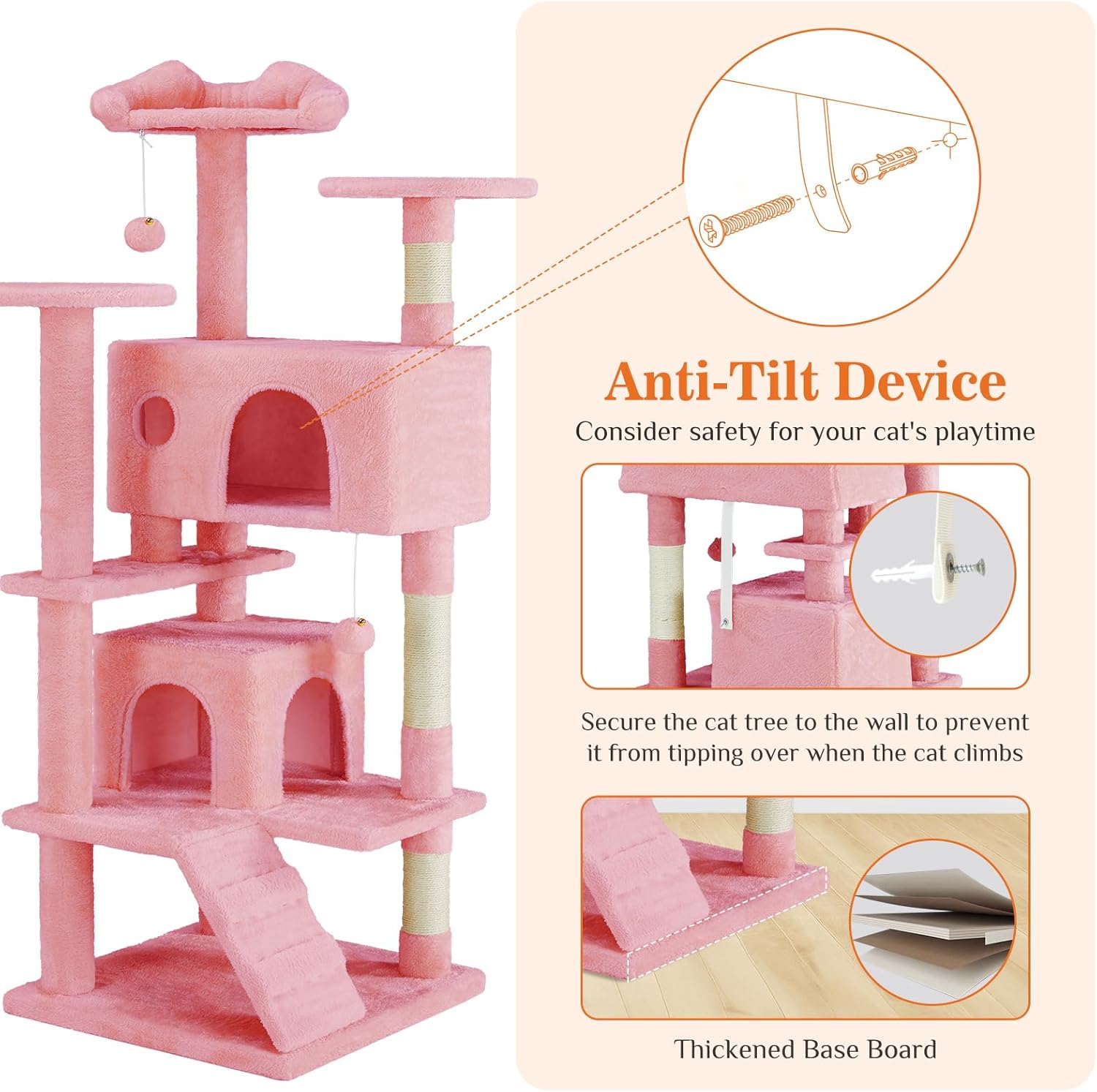 Cat Tree Tower - Multi-level With Sisal Grab Post, Indoor Apartment With Ladder, Plush Toys, Rest And Play