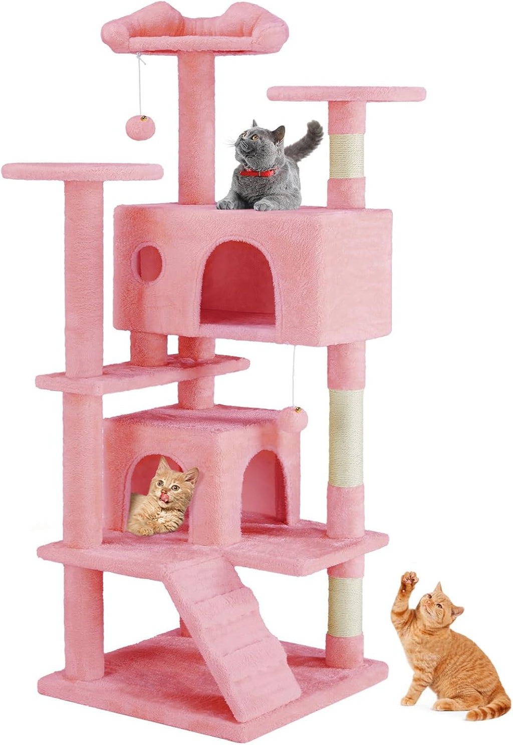 Cat Tree Tower - Multi-level With Sisal Grab Post, Indoor Apartment With Ladder, Plush Toys, Rest And Play