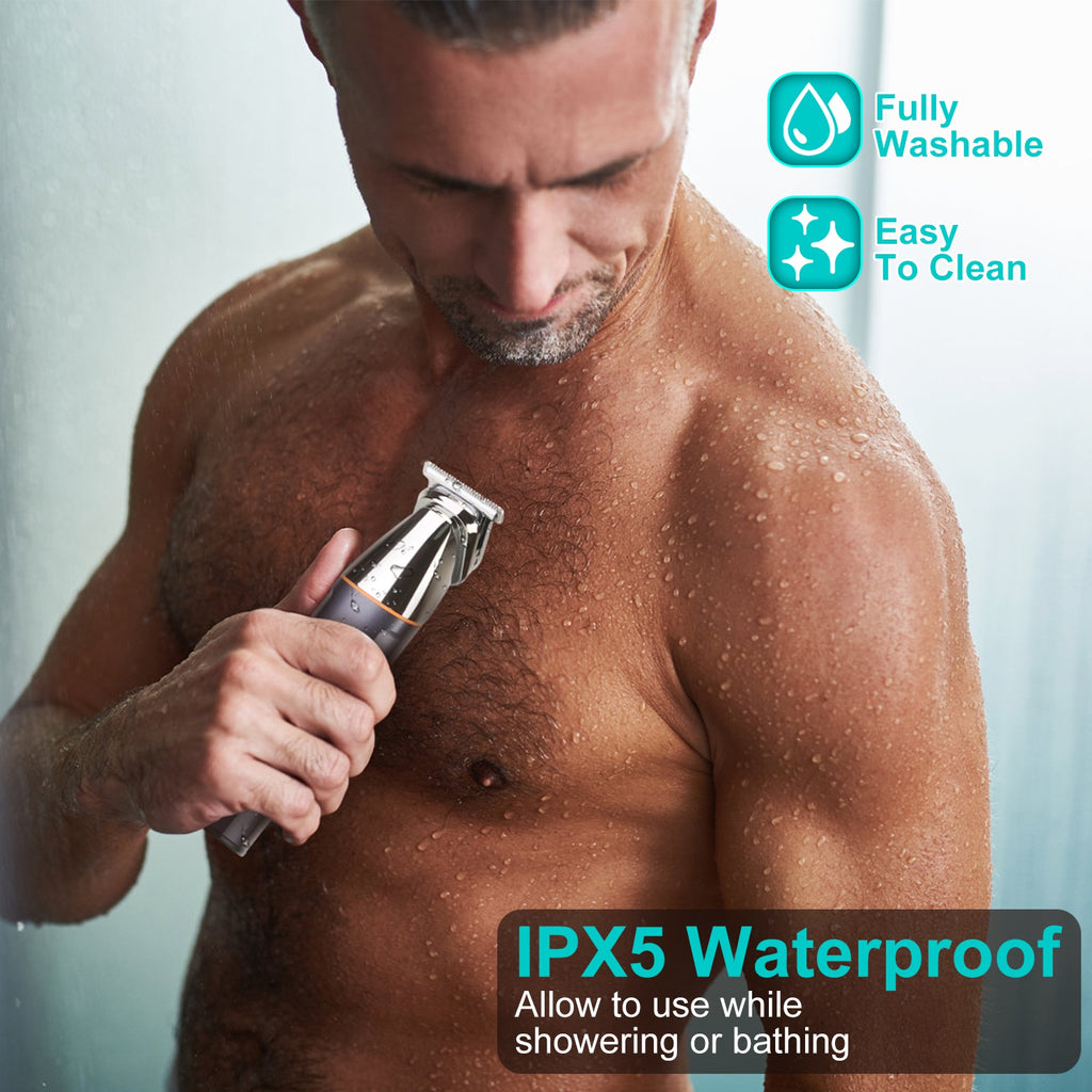1Set All In One Beard Trimmer For Men With 5 Trimmer Heads IPX5 Waterproof Electric Razor For Face Nose Body Beard Cordless Hair Shaver Clipper Grooming Kit For Men Husband Father