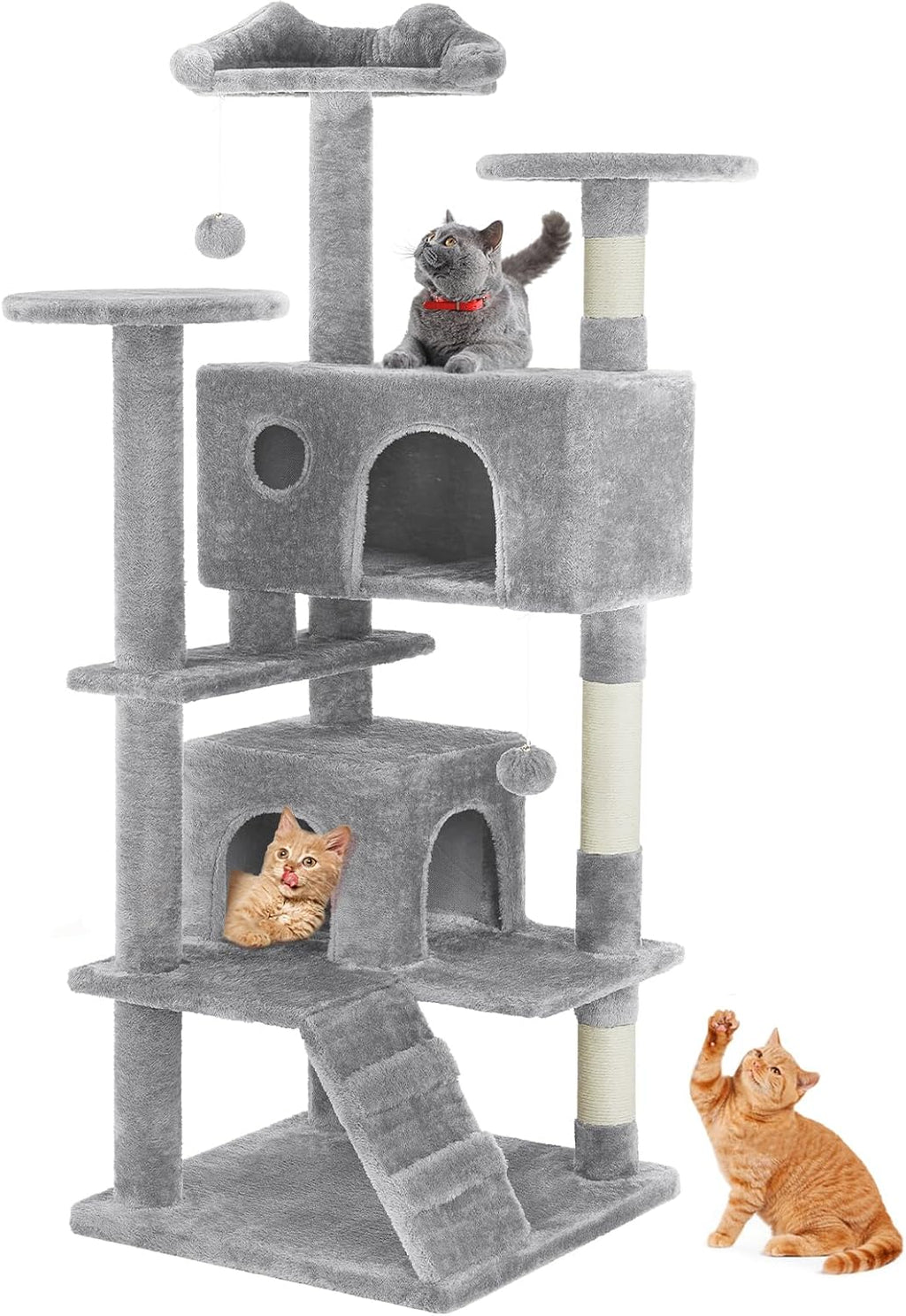 Cat Tree Tower - Multi-level With Sisal Grab Post, Indoor Apartment With Ladder, Plush Toys, Rest And Play