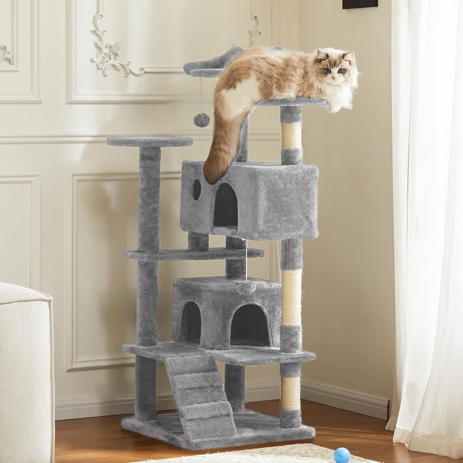 Cat Tree Tower - Multi-level With Sisal Grab Post, Indoor Apartment With Ladder, Plush Toys, Rest And Play