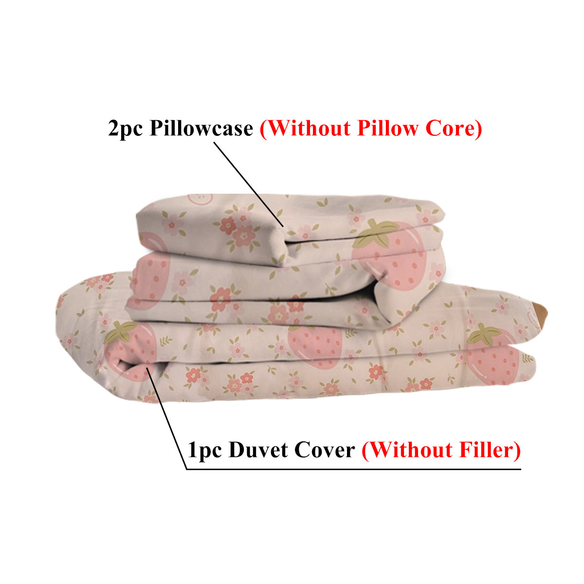 3 Piece Strawberry Duvet Cover Set Strawberry Print Bedding For Home Bedroom Decor Microfiber Quilt Cover Gifts Twin Full Queen King Size