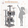 Cat Tree Tower - Multi-level With Sisal Grab Post, Indoor Apartment With Ladder, Plush Toys, Rest And Play