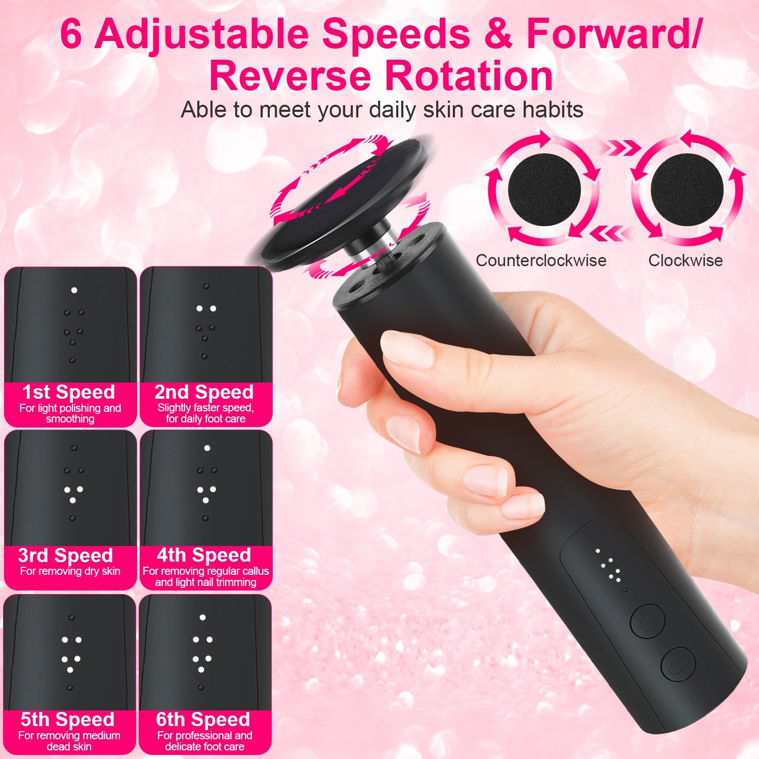 1Set Electric Foot Callus Remover 2 In 1 Rechargeable Foot File Nail Grinder Dead Skin Pedicure Tool Machine With 2 Grinding Heads Total 30Pcs Replaceable Sandpapers For Men Women